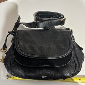 Fossil Leather Dual Flap Cross Body bag